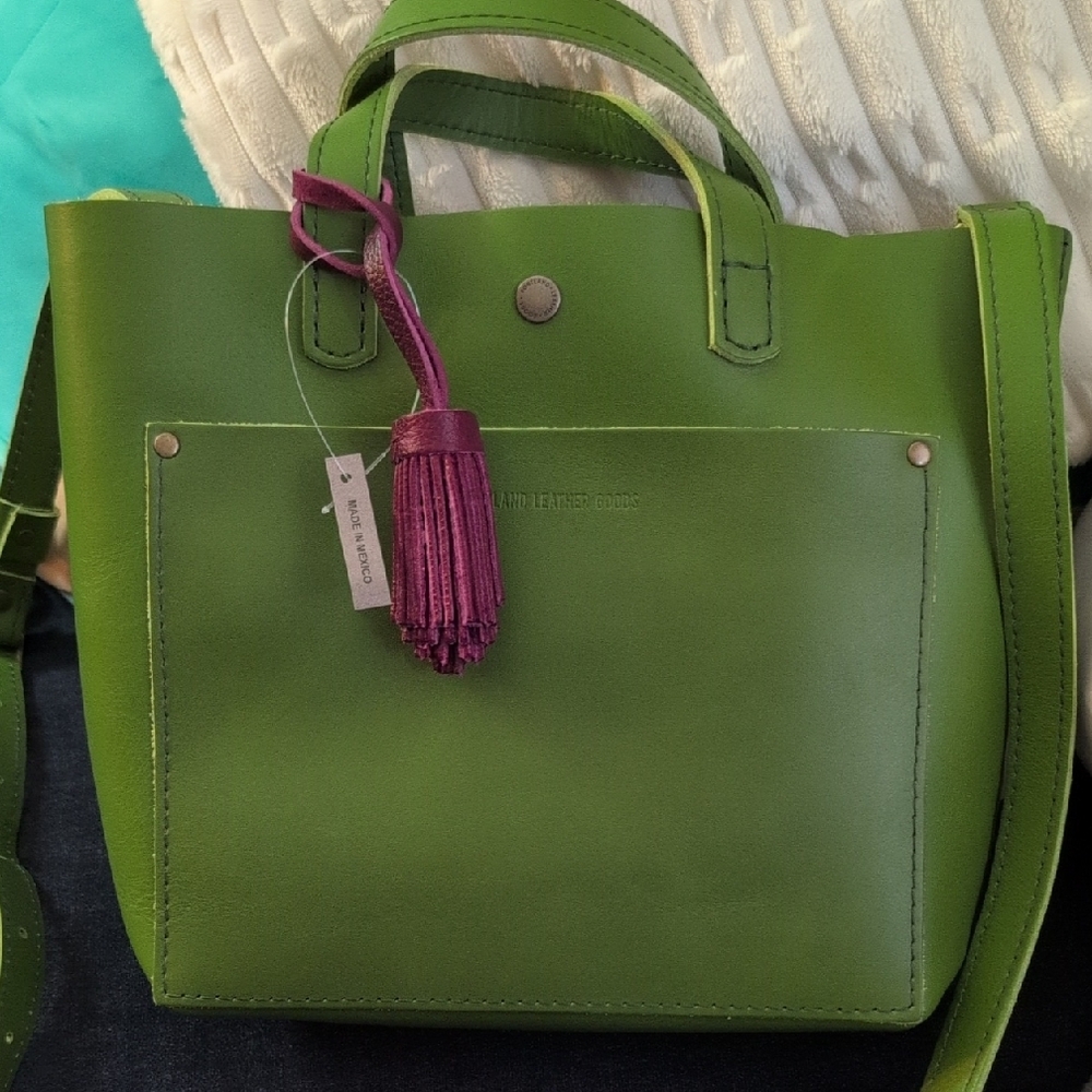 Green Leather Tote Bag
